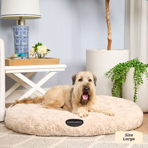 Faux Fur Machine Washable Dog Bed - Sand