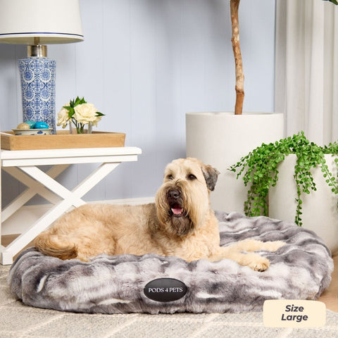 Luxe Bubble Faux Fur Machine Washable Dog Bed - Two Tone Grey