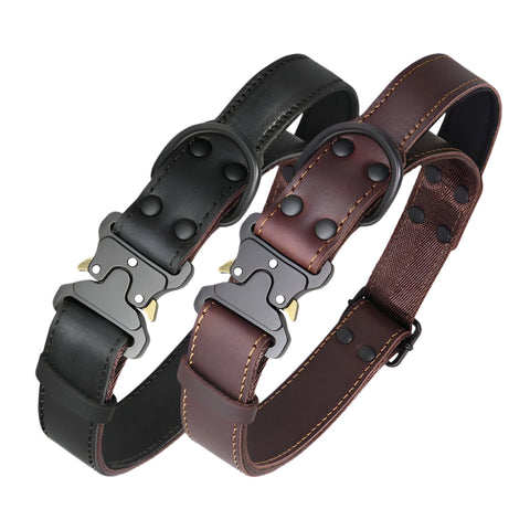 Draco Genuine Leather Dog Collar With Handle Dog Nation