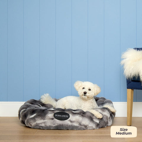 Luxe Bubble Faux Fur Machine Washable Dog Bed - Two Tone Grey