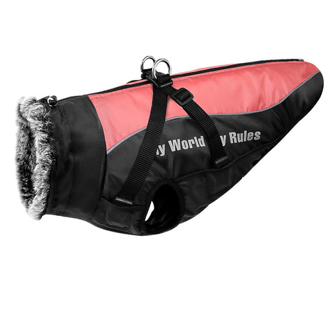 Warm Winter Dog Jacket Long Fleece Neck Pink Dog Nation