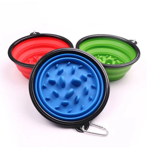 Collapsible Dog Water Bowl & Slow Feeder 2 in 1