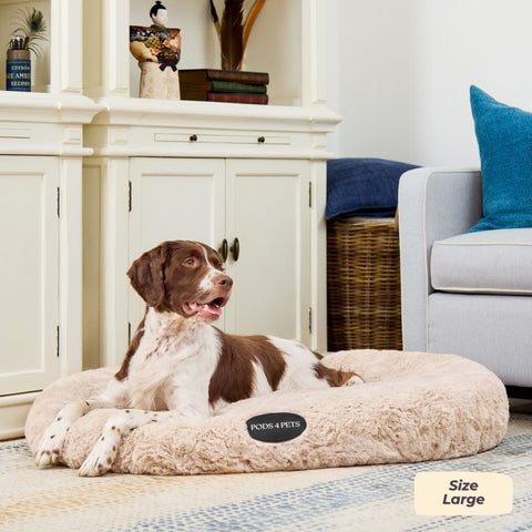 Faux Fur Machine Washable Dog Bed - Sand