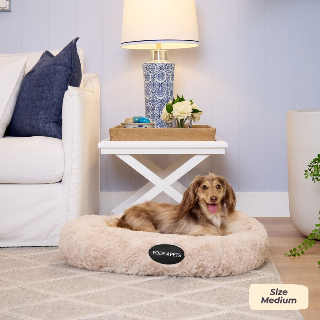 Faux Fur Machine Washable Dog Bed - Sand