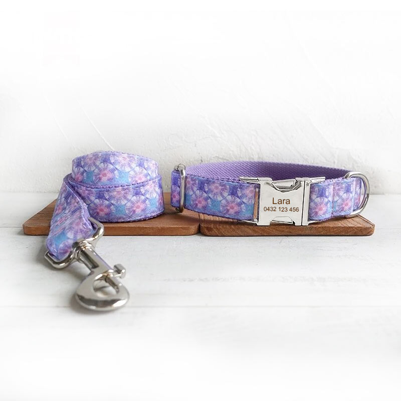 The Purple Jellyfish Personalised Dog Collar Set