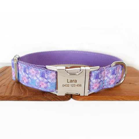 The Purple Jellyfish Personalised Dog Collar Set