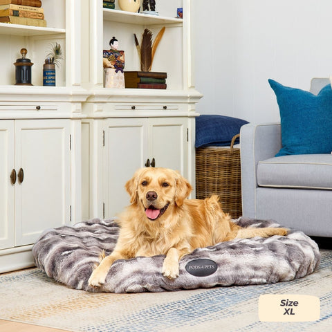 Luxe Bubble Faux Fur Machine Washable Dog Bed - Two Tone Grey