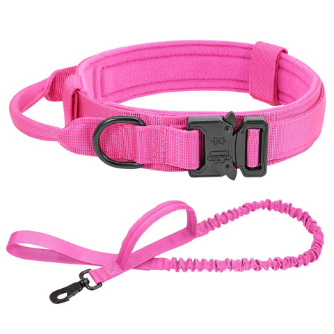 Durable Military Style Tactical Dog Collar Leash Set Pink Dog Nation