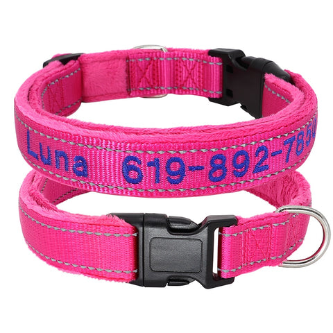 Embroidered Dog Collar Soft Padded Reflective Dog Nation