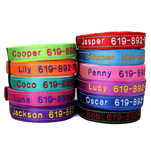 Embroidered Dog Collar Soft Padded Reflective Dog Nation