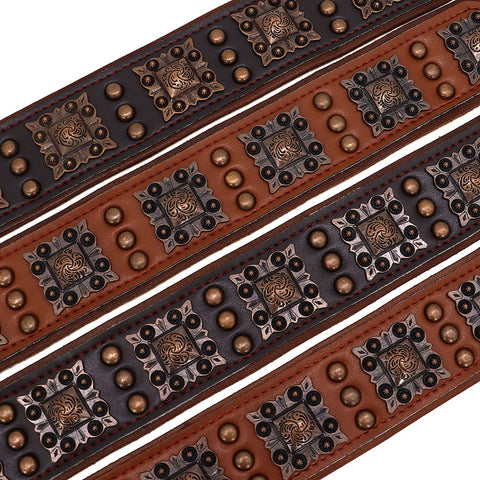 Canis Wide Rivets Decorated Genuine Leather Dog Collar Dog Nation