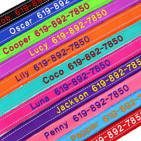 Embroidered Dog Collar Soft Padded Reflective Dog Nation