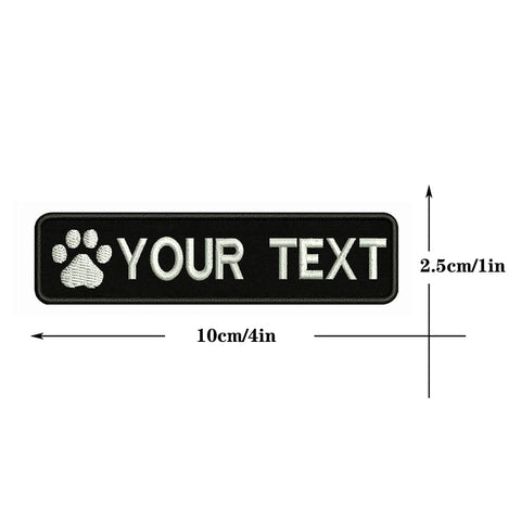 Custom Paw Dog Name Patches Embroidered Velcro Back