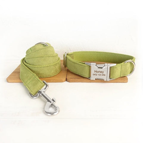 The Candy Green Personalised Dog Collar Set