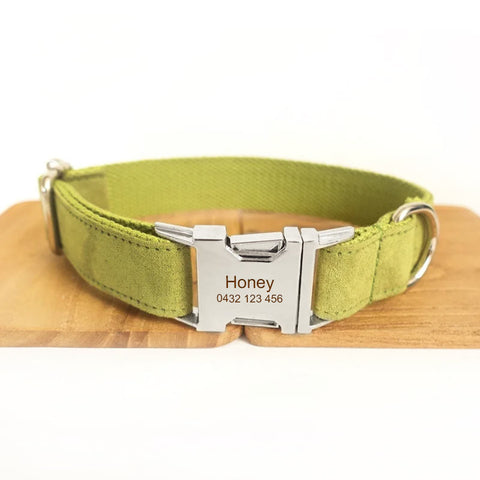 The Candy Green Personalised Dog Collar Set