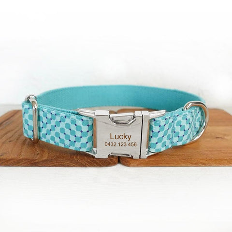 The Water Ripple Personalised Dog Collar Set