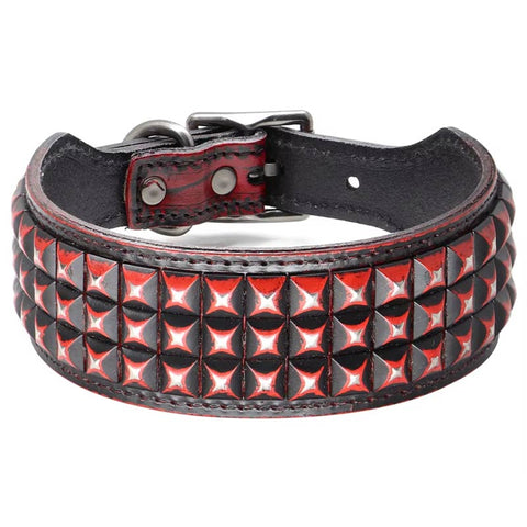 Titan Luxurious Wide Studded Dog Collar Genuine Leather