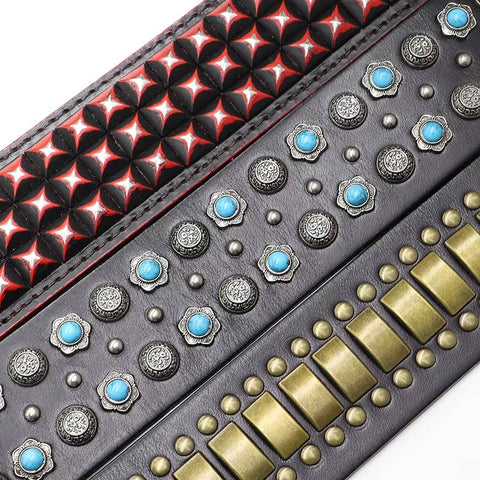 Titan Luxurious Wide Studded Dog Collar Genuine Leather