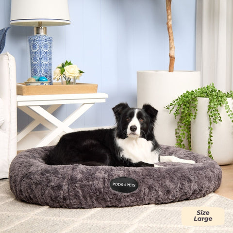 Faux Fur Machine Washable Dog Bed - Charcoal
