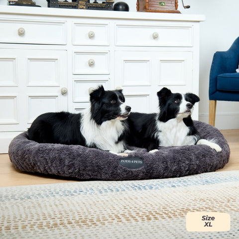 Faux Fur Machine Washable Dog Bed - Charcoal