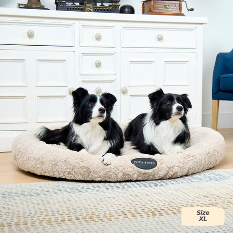 Faux Fur Machine Washable Dog Bed - Sand