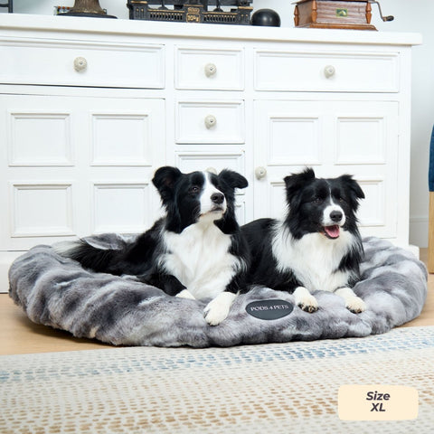 Luxe Bubble Faux Fur Machine Washable Dog Bed - Two Tone Grey