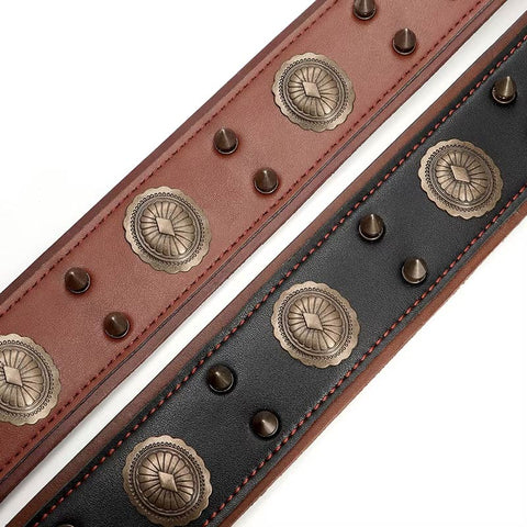 Casper Wide Studded Dog Collar Genuine Leather