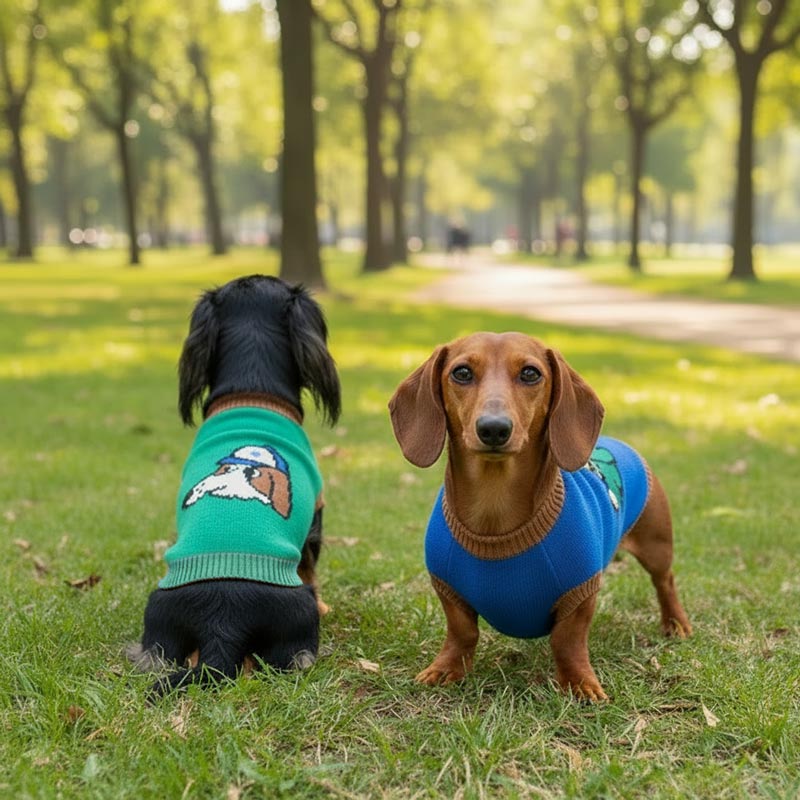 Cartoon Hand-Knitted Sweater for Dachshunds & Small Dogs