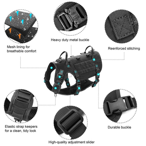 Tactical Dog Harness - 5 Piece Set