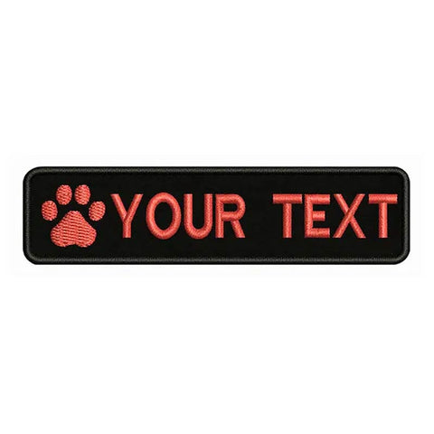 Custom Paw Dog Name Patches Embroidered Velcro Back