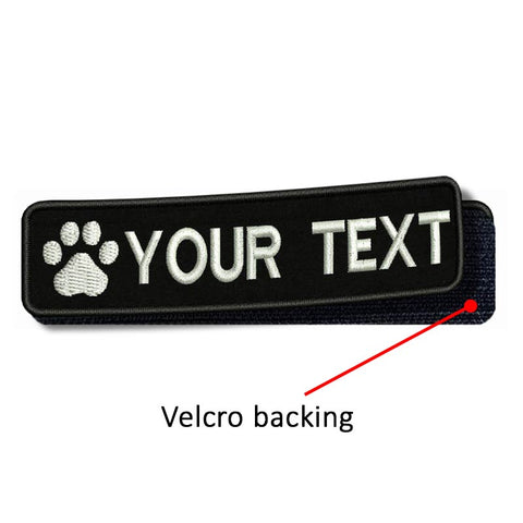 Custom Paw Dog Name Patches Embroidered Velcro Back