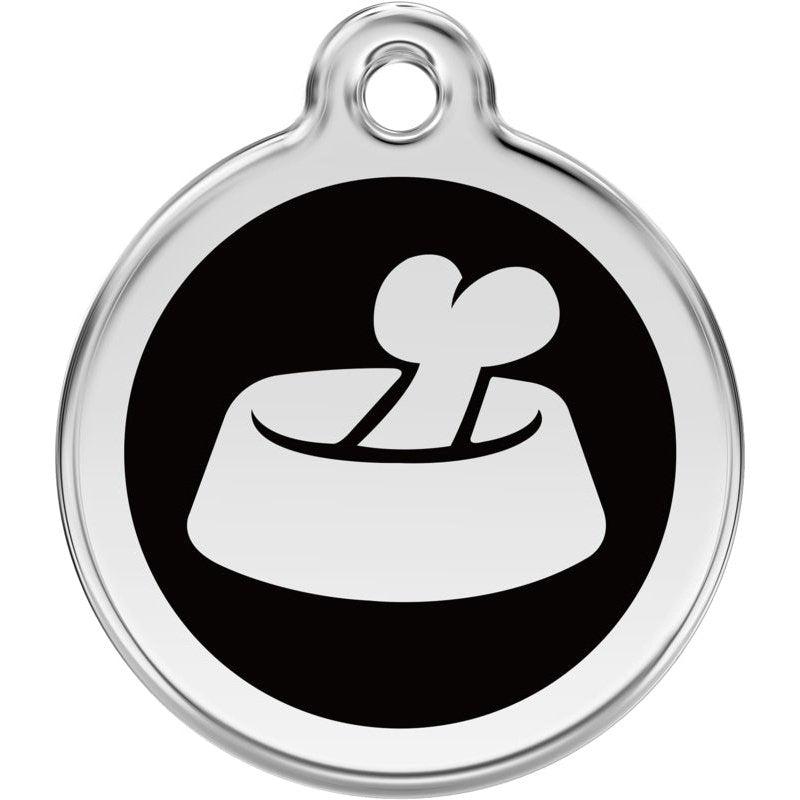 Dog ID Tags Bone in Bowl Black Dog Nation
