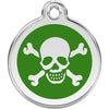 Dog ID Tags Skull & Cross Bones Green Dog Nation