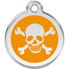 Dog ID Tags Skull & Cross Bones Orange Dog Nation