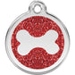 Dog ID Tags Glitter Bone Red Dog Nation