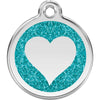 Dog ID Tags Glitter Heart Aqua Dog Nation