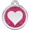 Dog ID Tags Glitter Heart Hot Pink Dog Nation
