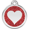 Dog ID Tags Glitter Heart Red Dog Nation