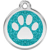 Dog ID Tags Glitter Paw Print Aqua Dog Nation