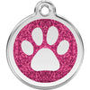 Dog ID Tags Glitter Paw Print Hot Pink Dog Nation