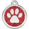 Dog ID Tags Glitter Paw Print Red Dog Nation