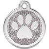 Dog ID Tags Glitter Paw Print Silver Dog Nation