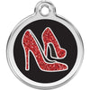 Dog ID Tags Glitter Red Shoe Black Dog Nation