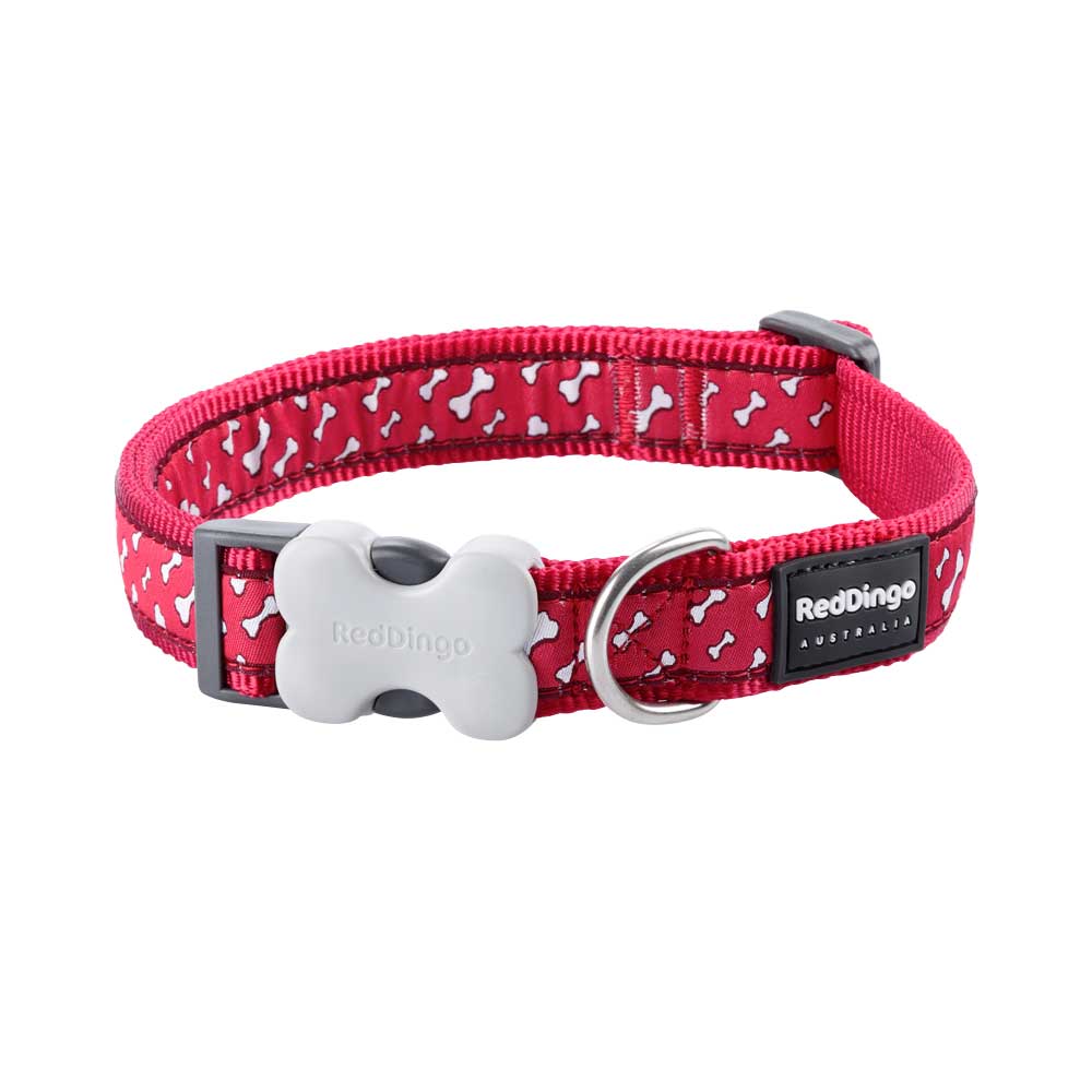 Dog Collar Flying Bones Red L S M XS Dog Nation
