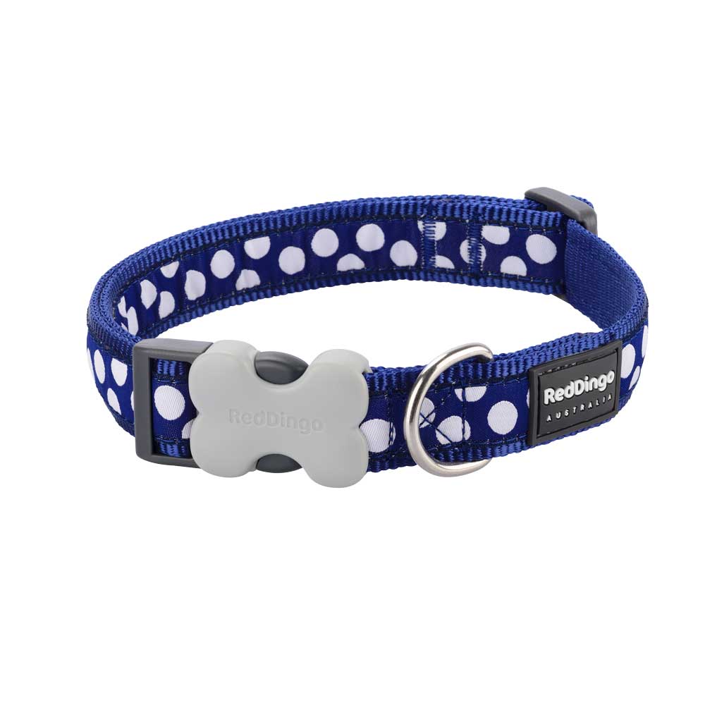 Dog Collar White Spots on Navy XS M S L Dog Nation