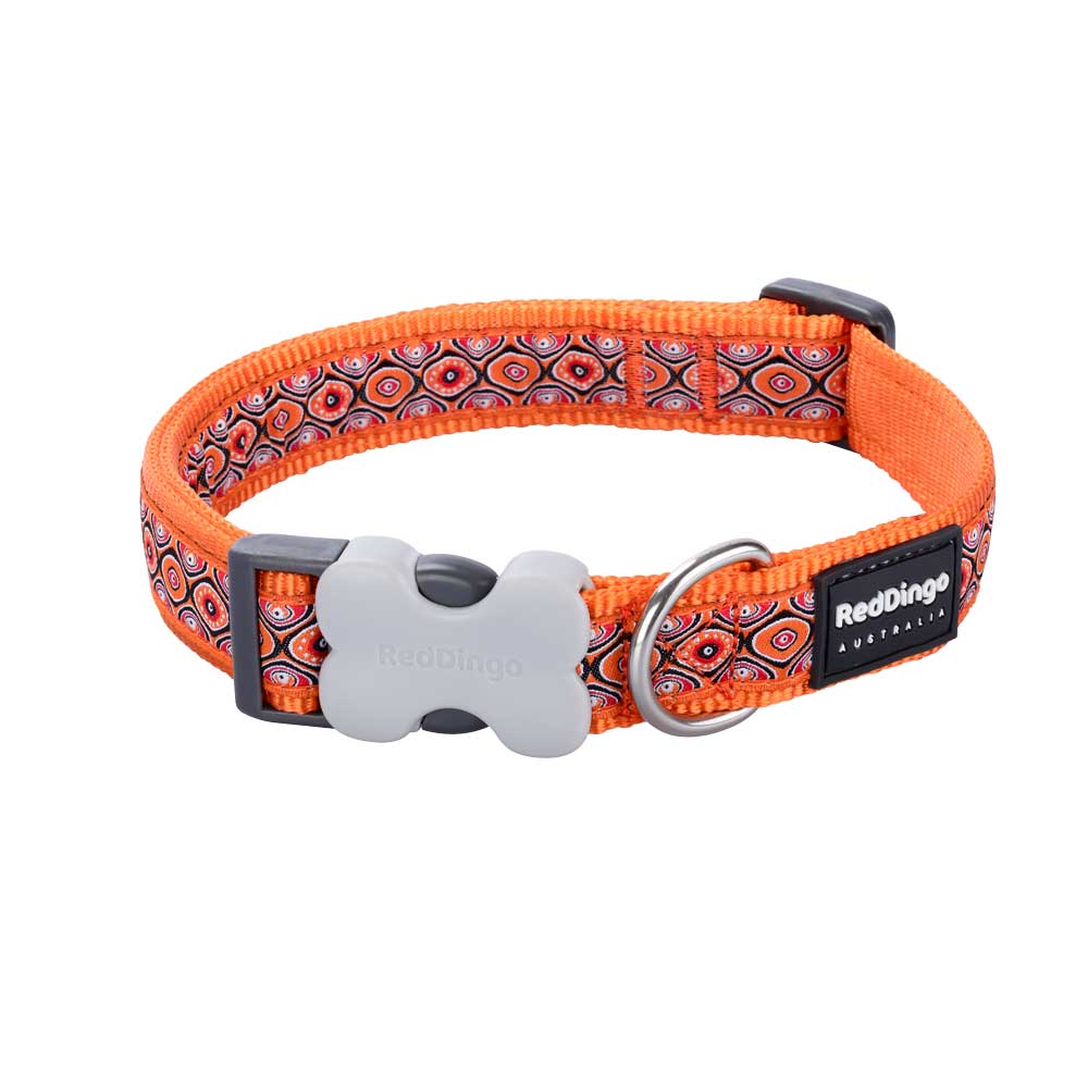 Dog Collar Snake Eyes Orange XS S L M Dog Nation
