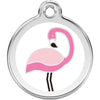 Dog ID Tags Flamingo White Dog Nation