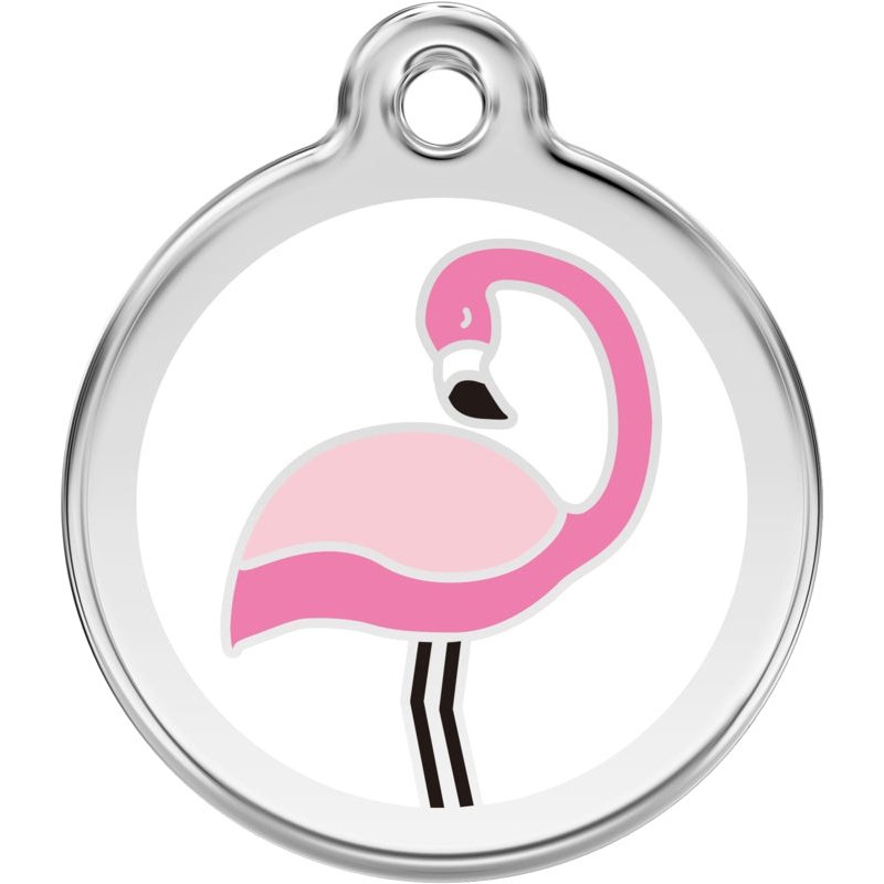Dog ID Tags Flamingo White Dog Nation