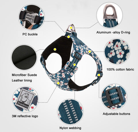 Floral Dog Harness Vest Dog Nation