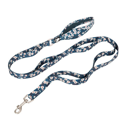 Floral Dog Leash With Multiple Handles Saxony Blue Dog Nation